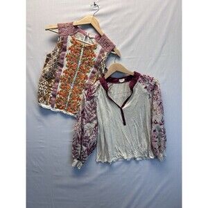 Tiny By Anthropologie Womens Embroidered Tops Lot Of 2 XS
